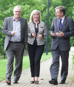 Pictured at Enniskillen, from  left, are Tony McCusker. Chair of ECNI Northern Ireland's Minister Minister for Agriculture and Rural Development Michelle O'Neill, and Horse Sport Ireland chairman Pat Wall.