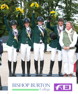 Irish gold medal-winning team with HSI High Performance Manager Debbie Byrne. Picture: Bishop Burton College