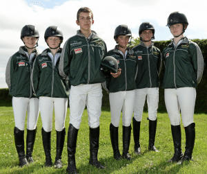 The Eventing team, from left to right, Holly Wray, Lucy Latta, Patrick Dennehy, Shannon Nelson, Donnacha O'Brien and Neasa Briody.