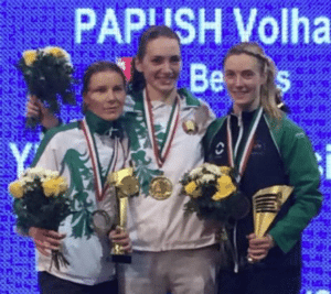 Ireland's Natalya Coyle (right) with her Bronze medal.