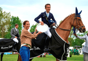 Bertram Allen being presented with his trophy for winning the Massimo Dutti speed class at CSI5* Madrid this evening.