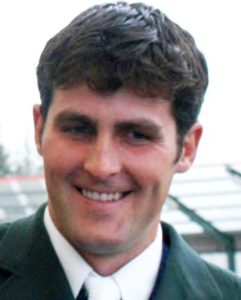 pictured:leading national showjumper Paul O'Shea  with the 4-year old colt,  Ritchie at the opening of the new offices of the SJAI(Showjumping Association of Ireland) at Goffs Co.Kildare 17-07-03 Pic:Camilla Walter