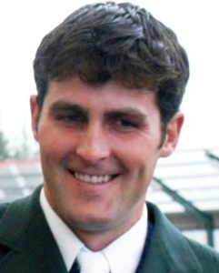 pictured:leading national showjumper Paul O'Shea  with the 4-year old colt,  Ritchie at the opening of the new offices of the SJAI(Showjumping Association of Ireland) at Goffs Co.Kildare 17-07-03 Pic:Camilla Walter