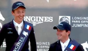 Bertram Allen (left) and Darragh Kenny on the podium in Paris