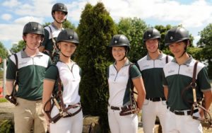 Young Rider Eventing Squad. From left to right, Jamie Nolan, Tony Kennedy, Kelley Hutchinson, Susie Berry, Harold Megahey and Cathal Daniels. 