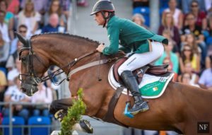 Denis Lynch and All Star 5 delivering a clear round at Aachen today. Picture: Erin Gilmore