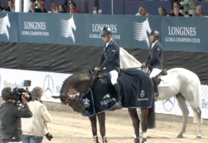 Denis Lynch and Abbervail van het Dingeshof at the presentation ceremony in Vienna tonight.