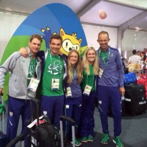 Irish Eventing riders (l-r) Mark Kyle, Padraig McCarthy, Camilla Speirs, Clare Abbott and Jonty Evans have arrived in Rio
