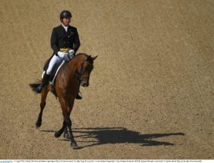 6 August 2016; Padraig McCarthy of Ireland on Simon Porloe in action during the Eventing Team Dressage Day 1 at the Olympic Equestrian Centre, Deodoro during the 2016 Rio Summer Olympic Games in Rio de Janeiro, Brazil. Photo by Brendan Moran/Sportsfile