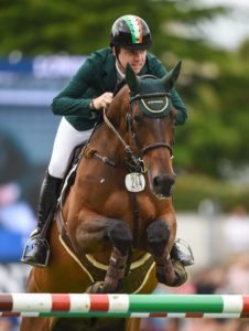 22 July 2016; Greg Broderick, Ireland, competes on Mhs Going Global during the Furusiyya FEI Nations Cup presented by Longines at the Dublin Horse Show in the RDS, Ballsbridge, Dublin. Photo by Cody Glenn/Sportsfile *** NO REPRODUCTION FEE ***