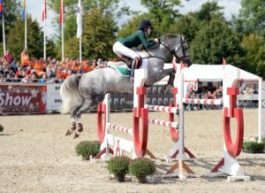 Abbie Sweetnam and Dynamite Spartacus competing in the European Pony Championships, Vilhelmsborg, Denmark, 2016.