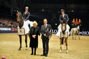 Holly Smith riding Quality Old Joker and Christopher Megahey riding Seapatrick Cruise Cavalier joint puissance winners