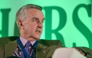 Jim Bolger, International Owner and Thoroughbred Racehorse Trainer speaking during the Horse Sport Ireland International Marketing Symposium at The Hodson Bay Hotel in Athlone. Photo by Eóin Noonan/Sportsfile