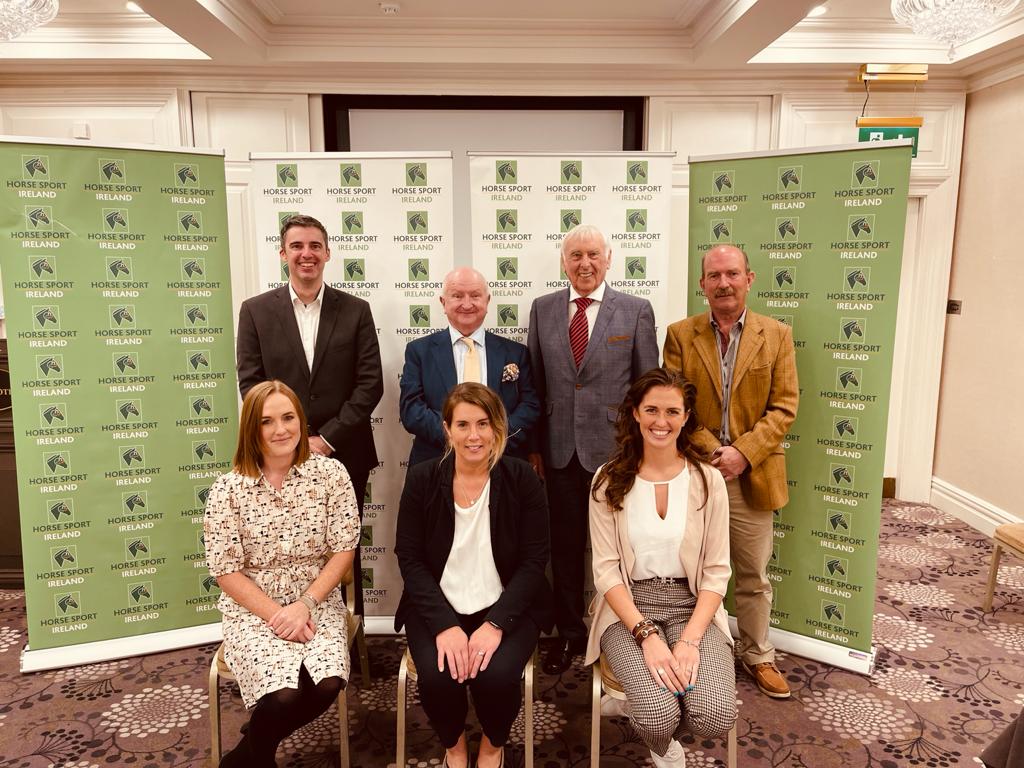 Picture left to right (back row) Horse Sport Ireland Head of Finance John Moran, Acting CEO Joe Reynolds, Industry representatives Michael Slattery and James Tarrant, (front row) Marketing Executive Leanne O’Sullivan, Head of Sport Legal and Governance Avalon Everett and Design & Marketing Executive Alyssa O’Neill.