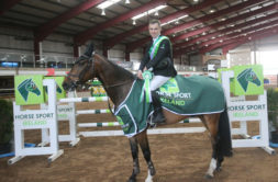 Alan O'Regan and Seaview Demonstration after winning the HSI Studbook Series seven-year-old final at Cavan Equestrian Centre